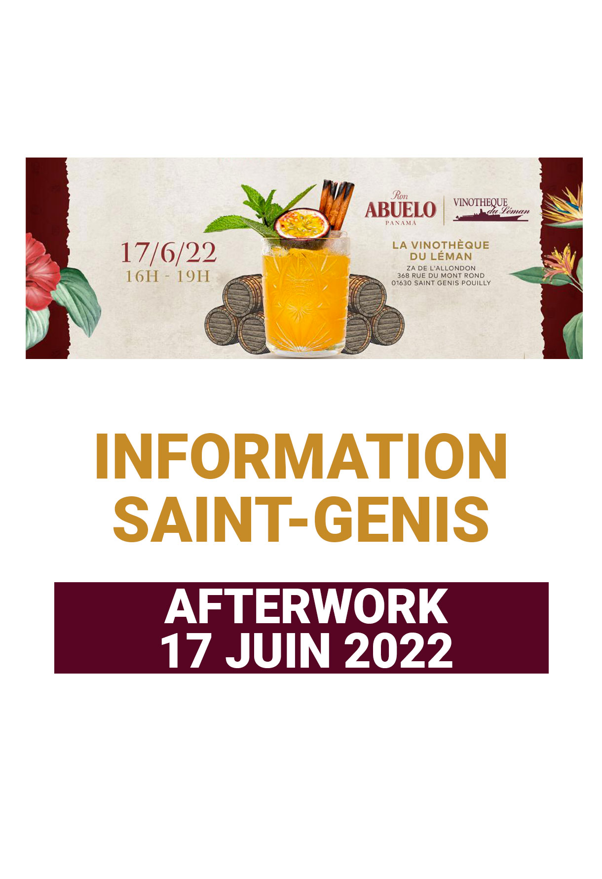Afterwork - Ron ABUELO - 17 Juin 2022
